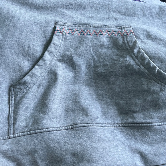 Patagonia Ladies Organic Cotton Hoodie, Heather Grey with stitching. as - Picture 6 of 8